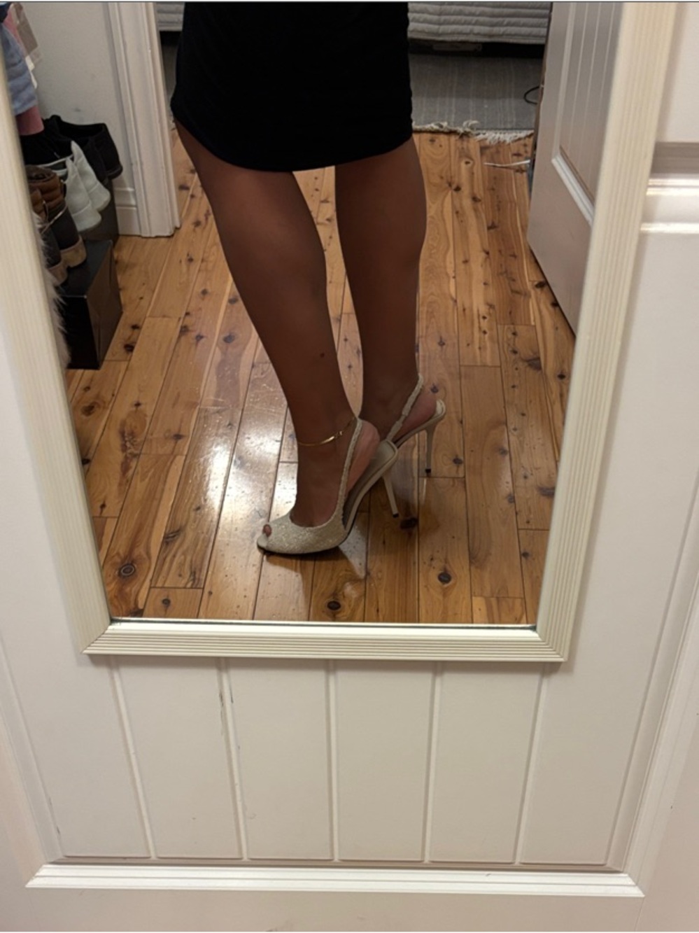 Zara Cream Tweed Peep-Toe Slingback Heels